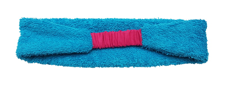 Kosmetická čelenka tyrkysová - cyklamenová gumička