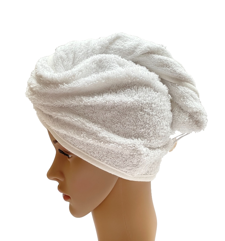 Turban na sušení vlasů bílý