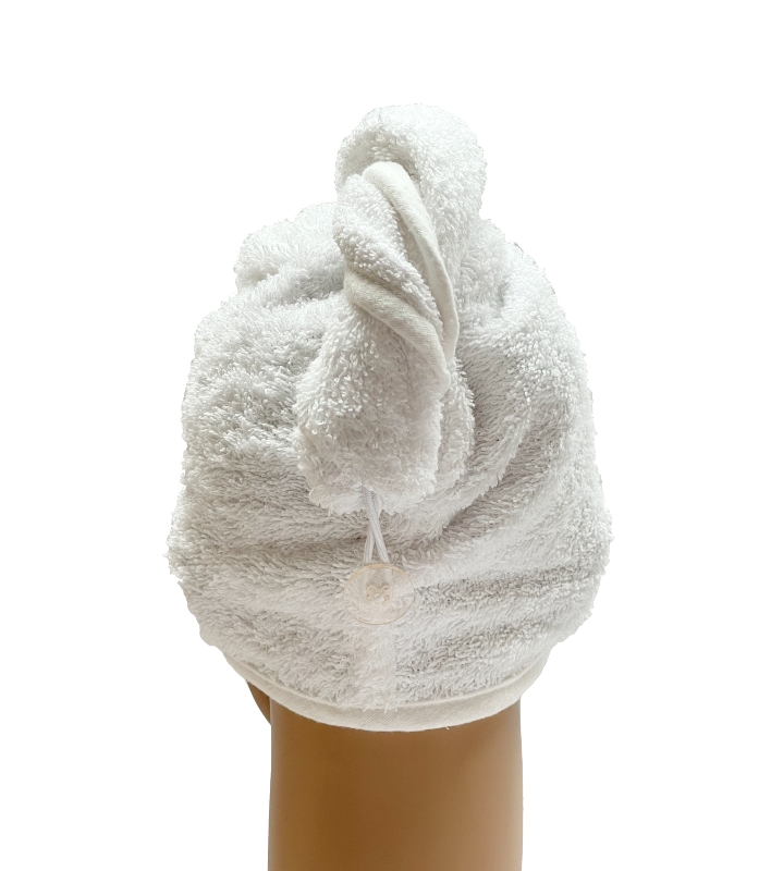 Turban na sušení vlasů bílý