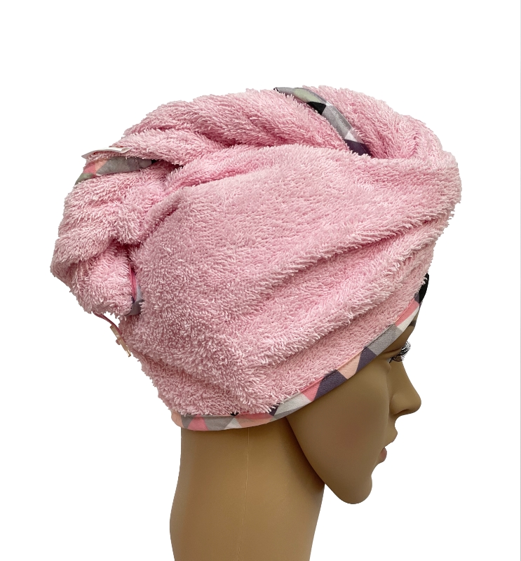Turban na sušení vlasů růžový