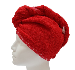 Turban na sušení vlasů červený